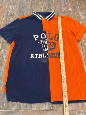 Ralph Lauren Navy and Orange Split Polo Shirt